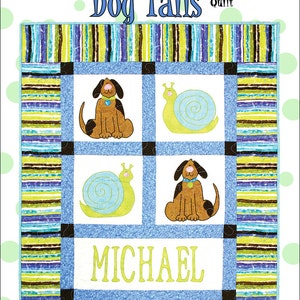 Personalized Baby Boy Quilt Pattern with Puppies and Snails
