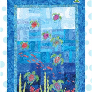 Tutle Cay Quilt .pdf Pattern by Cool Cat Creations - Bali Cracker Friendly Quilt With Applique
