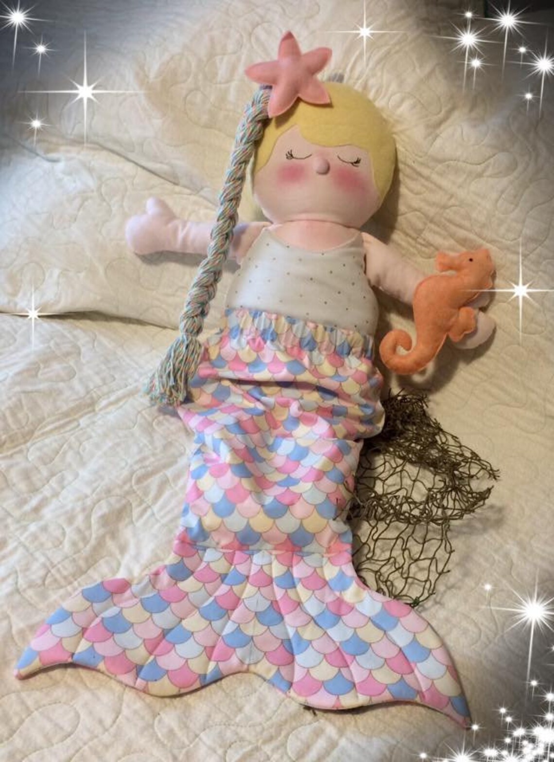 Molly Mermaid Pajama Bag Doll paper pattern including seahorse Etsy