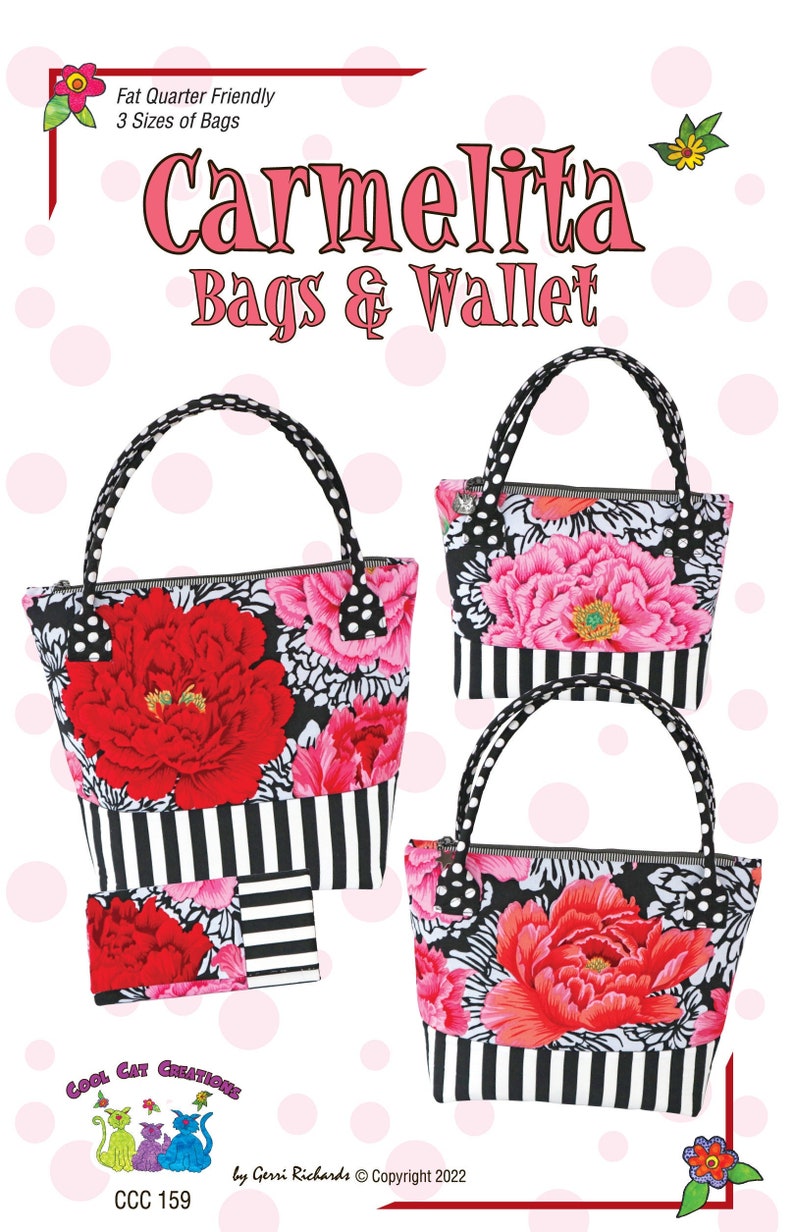 Carmelita Bags & Wallet paper pattern from Cool Cat Creations image 1