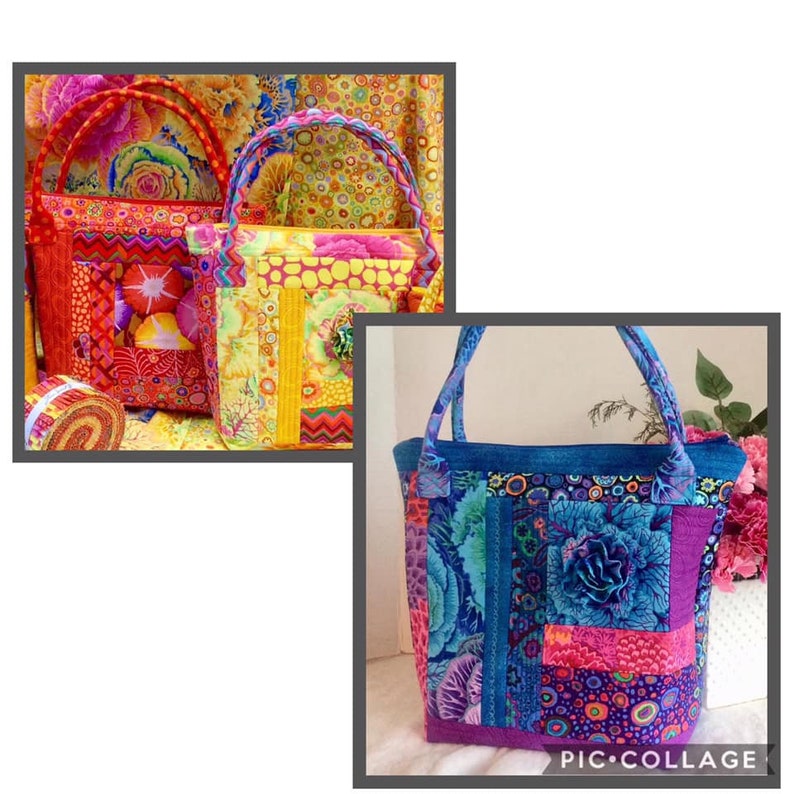 Krazy Kate Bag paper pattern make 4 Bags with 1 jelly roll or design roll, 2 sizes of bags with four different looks. image 6