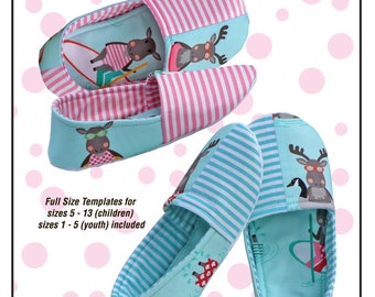 Paper Pattern for Cozie Tozie Children's Slipper Pattern using Two Fat Quarters