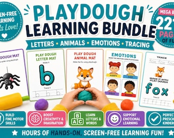 Playdough Mats Bundle 221 Pages | Fine Motor Skills, Preschool, Toddler Learning Activities (Digital Download)