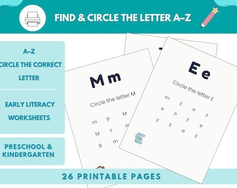 Circle the Letter Worksheets A–Z | Find & Circle Letters | Alphabet Recognition | Preschool and Kindergarten Printable