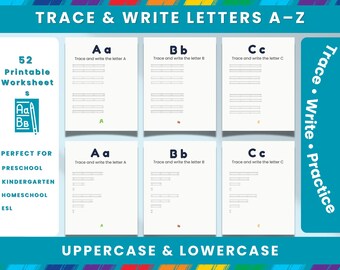 52 Alphabet Handwriting Worksheets | Trace Write Letters A-Z (PDF Download)