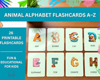 26 Animal Alphabet Flashcards A-Z – ABC Printable PDF for Kids