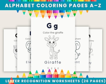 Alphabet Coloring Pages A–Z | Letter Recognition Worksheets | Preschool & Kindergarten Printable