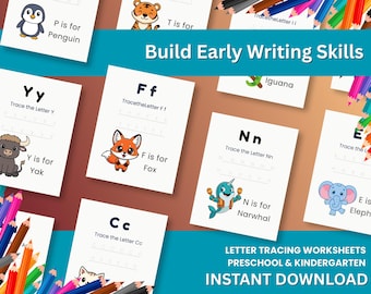 Alphabet Letter Tracing Worksheets A–Z | Trace Uppercase & Lowercase Letters | Preschool Writing Practice Printable PDF