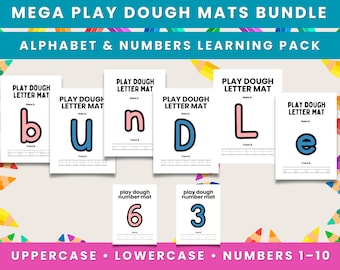 BUNDLE  Play Dough Mats  | Alphabet Uppercase & Lowercase + Numbers 1–10 | Preschool Printable