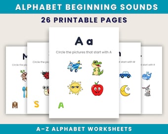 Alphabet beginning sounds worksheets for kids | A–Z phonics printable PDF