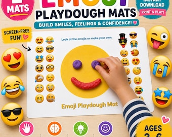 Emoji Playdough Mat | Fine Motor Skills Activity | Preschool Sensory Play (PDF)