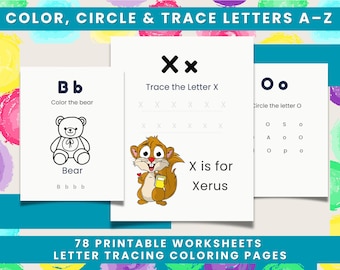 78 Pages Bundle Alphabet Tracing Worksheets A-Z – Preschool & Kindergarten (PDF Printable Bundle)