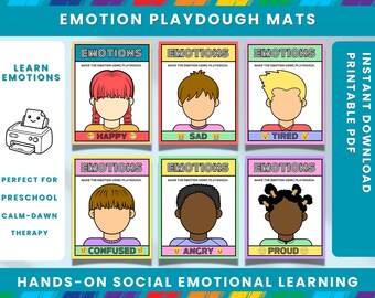 Emotion Playdough Mats for Kids | Social Emotional Learning Activity (Printable PDF)