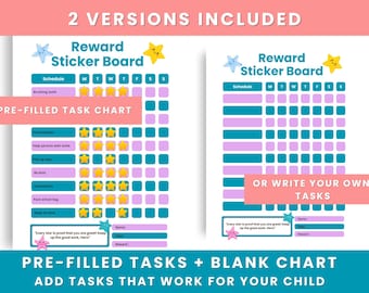 Kids Reward Chart Printable | Behavior Chore Goal Tracker (Instant Download)