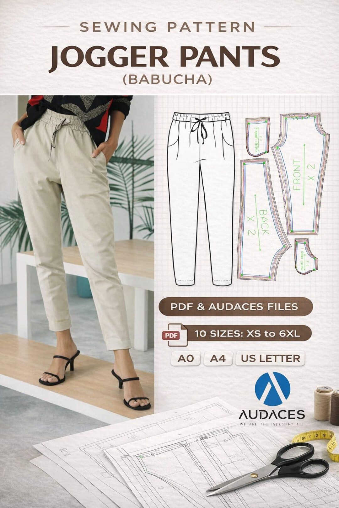 Harem Jogger Pants Sewing Pattern PDF | Women XS–6XL Plus Size ...