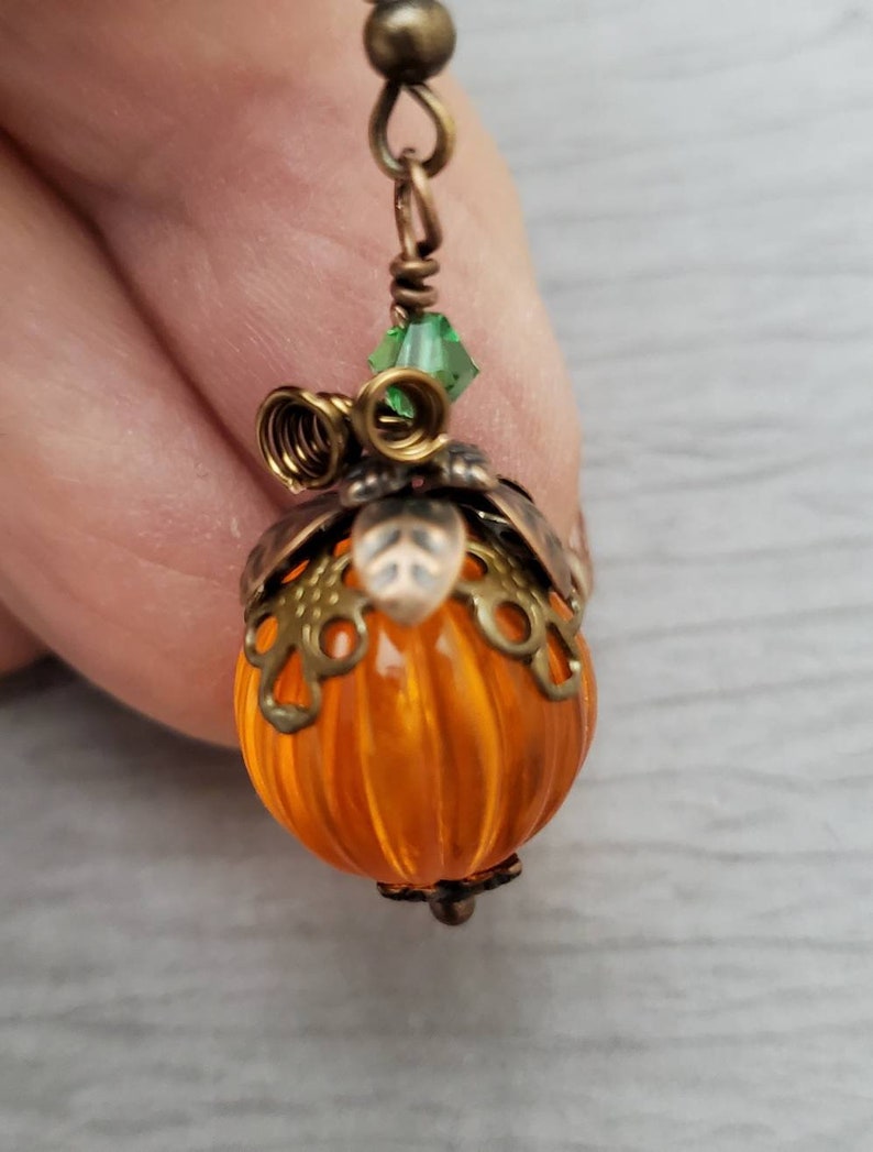 Pumpkin Earrings Halloween Earrings Copper Fall Earrings - Etsy