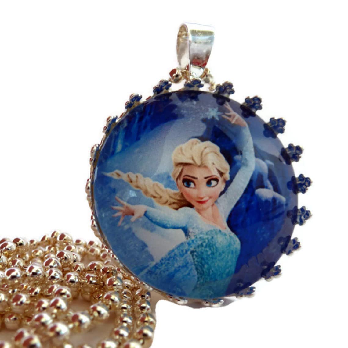 Frozen Necklace Elsa Necklace Glass Tile Childrens Jewelry Etsy
