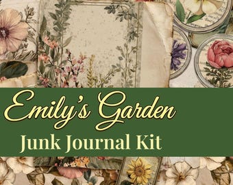 Emily’s Garden Junk Journal Mega Kit Vintage Botanical Papers Printable Journal Pages Ephemera Digital Download