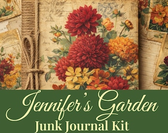 Vintage Botanical Junk Journal Mega Kit: Jennifer's Garden (PNG & PDF Pages)