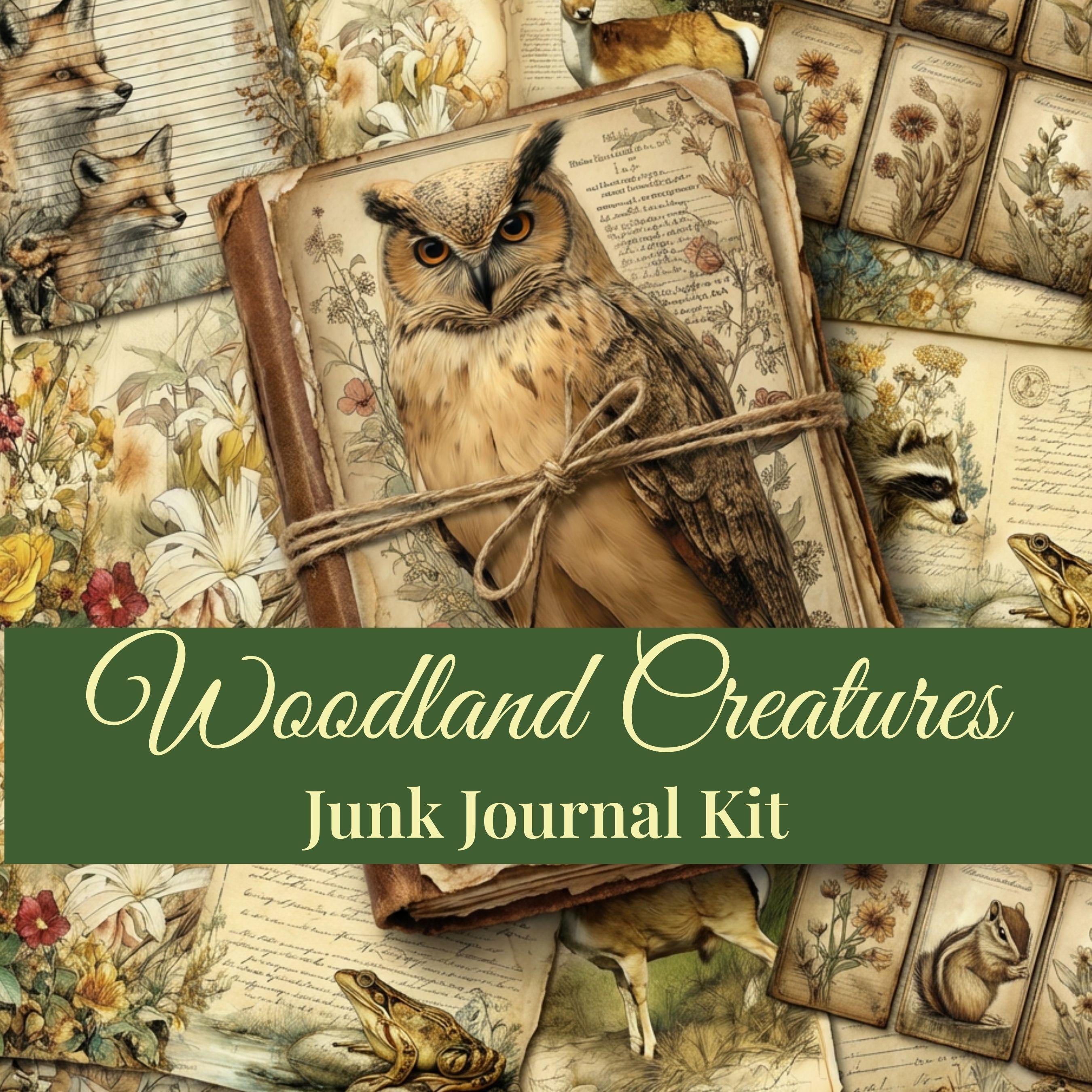 Woodland Junk Journal Kit: Vintage Forest Animals Ephemera (80 Page ...