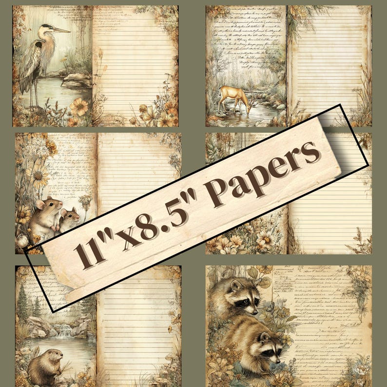 Woodland Junk Journal Kit: Vintage Forest Animals Ephemera (80 Page ...