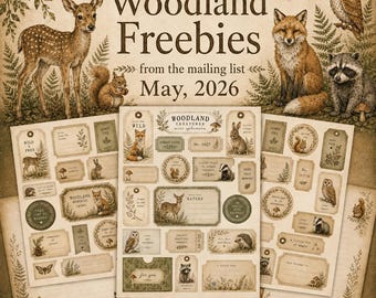 Woodland Creatures Ephemera and Papers - Mailing List Freebie Pack
