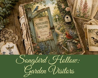 Songbird Hollow Garden Visitors Junk Journal Kit, Printable Ephemera, Vintage Garden Birds, Songbird Journal, PNG PDF Download