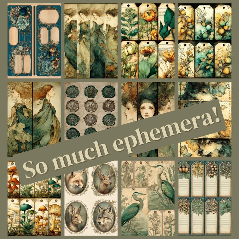 Daughters of the Deep Woods Junk Journal Mega Kit, Forest Ephemera ...