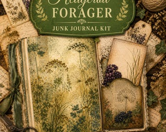 Hedgerow Forager Junk Journal Mega Kit Vintage Botanical Printable Ephemera 100 Files PNG PDF Forest Nature Journal Pages