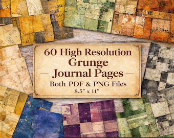 Grunge Journal Pages Printable Paper Pack | Vintage Textures Collage Backgrounds