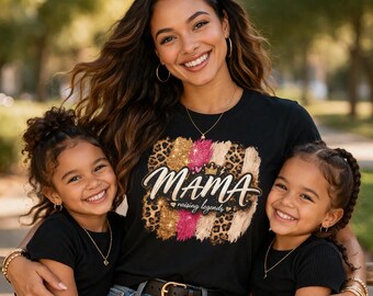Leopard Mama Shirt: Raising Legends Cotton Blend Graphic Tee