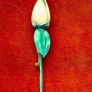 Sandor Vintage Brosche, Tulpe, amerikanischer Modeschmuck, emailliert, 50er Jahre