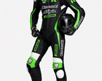 Aangepast Kawasaki-motorracepak | CE-gepantserde bikeruitrusting van rundleer