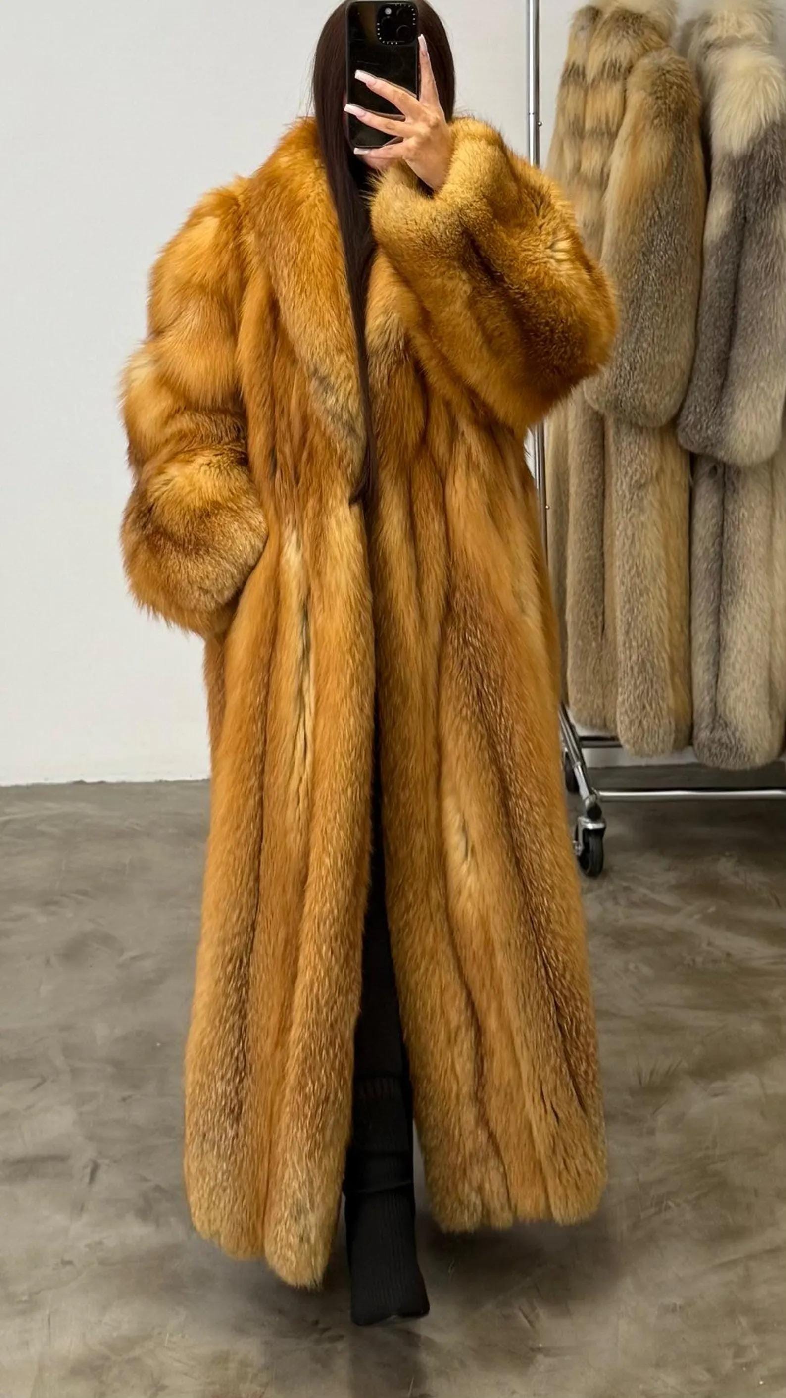 Full length fox coat - Etsy 日本