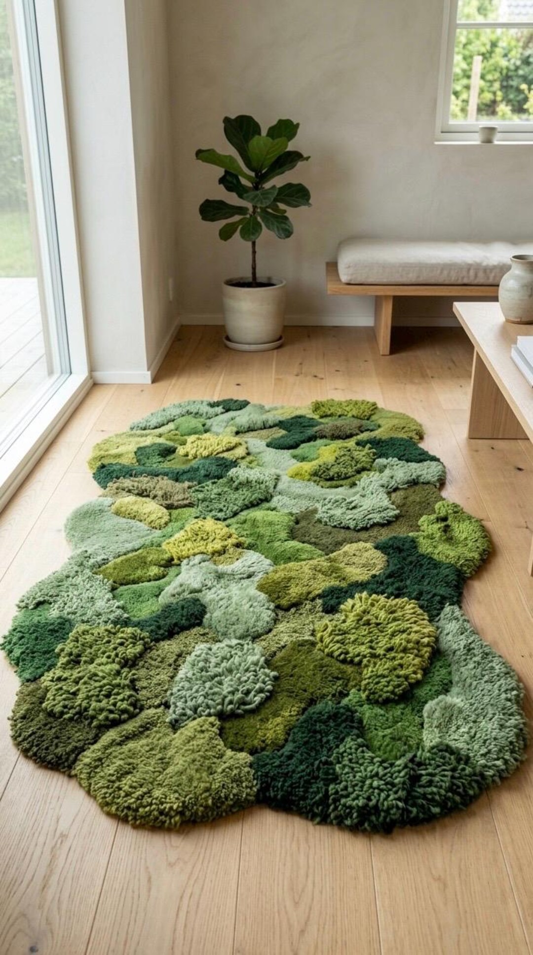 Luxury Moss Rug | Hand Tufted Wool Rug |organic Shape Green Rug ...