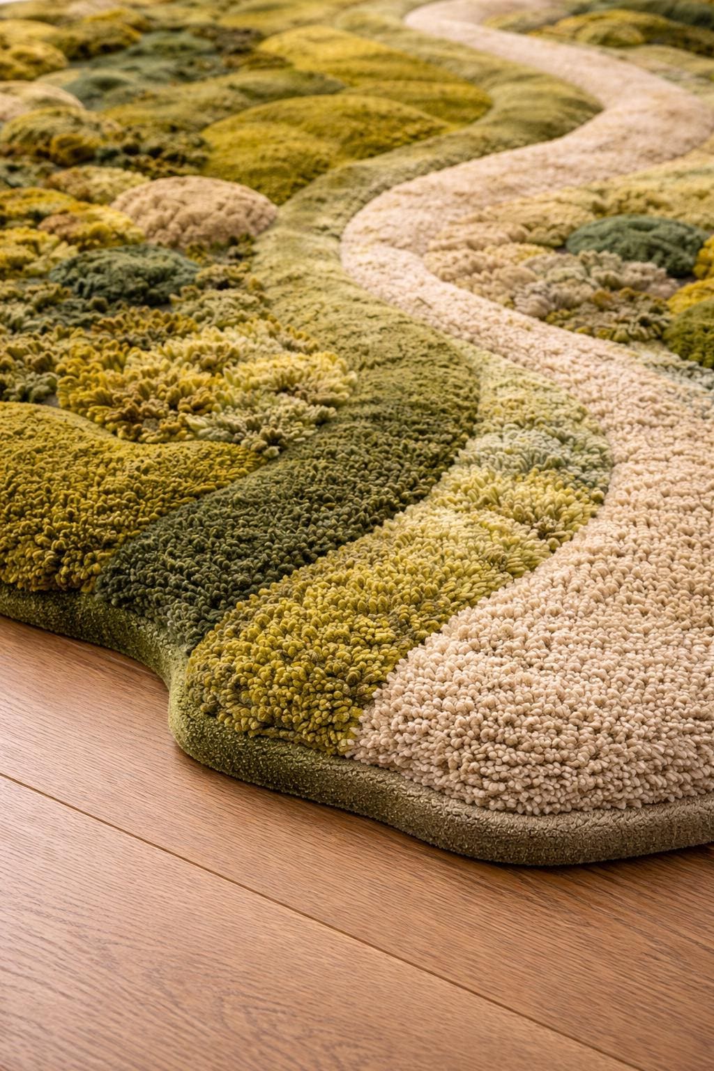 Moss Rug Handmade Tufted | Organic Green Landscape Rug | 3D River ...