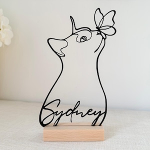 Personalized Cat Line Art Decoration with Name | Minimalist 3D Cat Figurine | Cat Keepsake & Gift