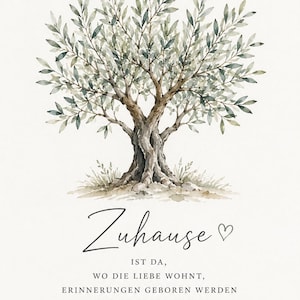 Olivenbaum Aquarell Download | Zuhause Spruch Poster | Botanische Wandkunst | Digitaler Druck | Printable Wall Art