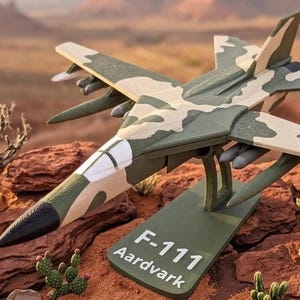 F-111 Aardvark Jet Plane Model Kit 3D Printed airplane model for beginner easy model kit gift for boy plane with missiles jet display toy