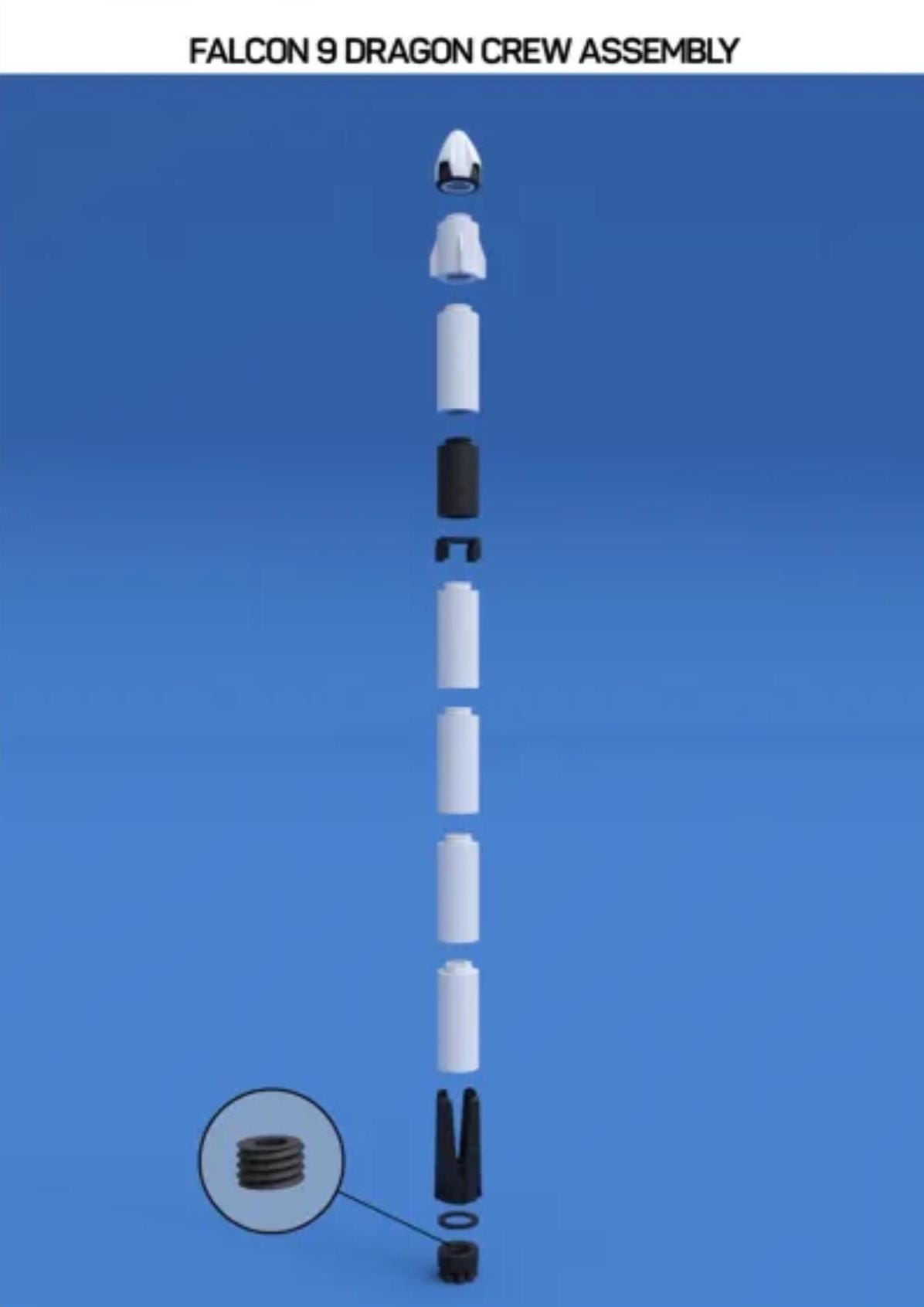 3D Printed Spacex Falcon 9 Rocket Model Kit Reusable Orbital Launch ...