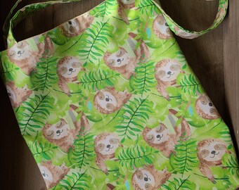 Sleepy Sloth Tote READY TO SHIP Reusable Bag Small Purse
