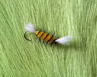Fly Fishing Flies . (1 only "B  Bomber) White Tails, / Yellow Deer Hair Body,,  Black Hackle. Size #4