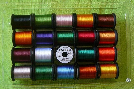 UNI NYLON STRETCH DELUXE SET 15  SPOOLS 15 Colors fly tying lot 