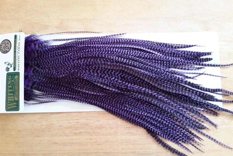 GrizzlePurple Whiting Bronze Full Saddle Feather Patch..........Colour Fly Tying Feather