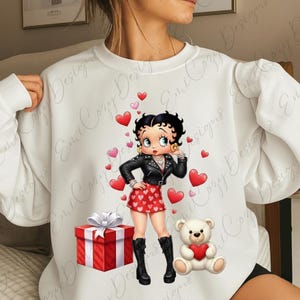 Sweat Vintage Betty Boop Be Naughty Santa - Femme XL, Rouge, Noël Y2K