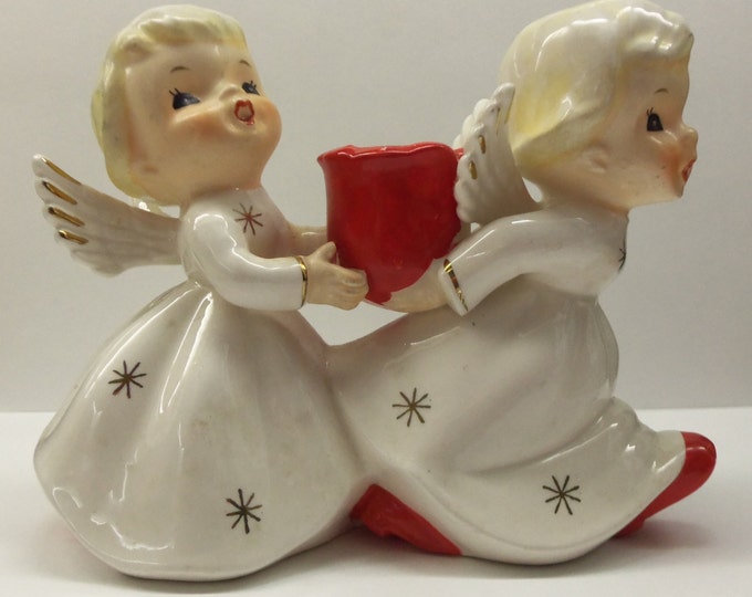 Vintage Angel Cherub Candle Holder Christmas Mid Century Etsy
