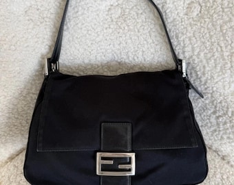 Fendi Large Mama Baguette Shoulder Bag Black Nylon