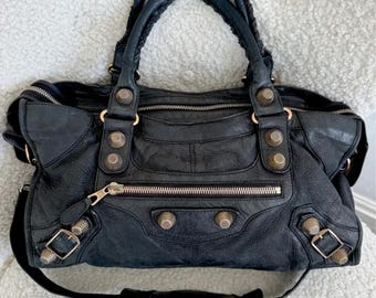 Balenciaga City Bag Black Leather Giant Hardware