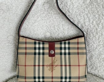 Burberry Nova Check Mini Shoulder Bag Red Leather Trim