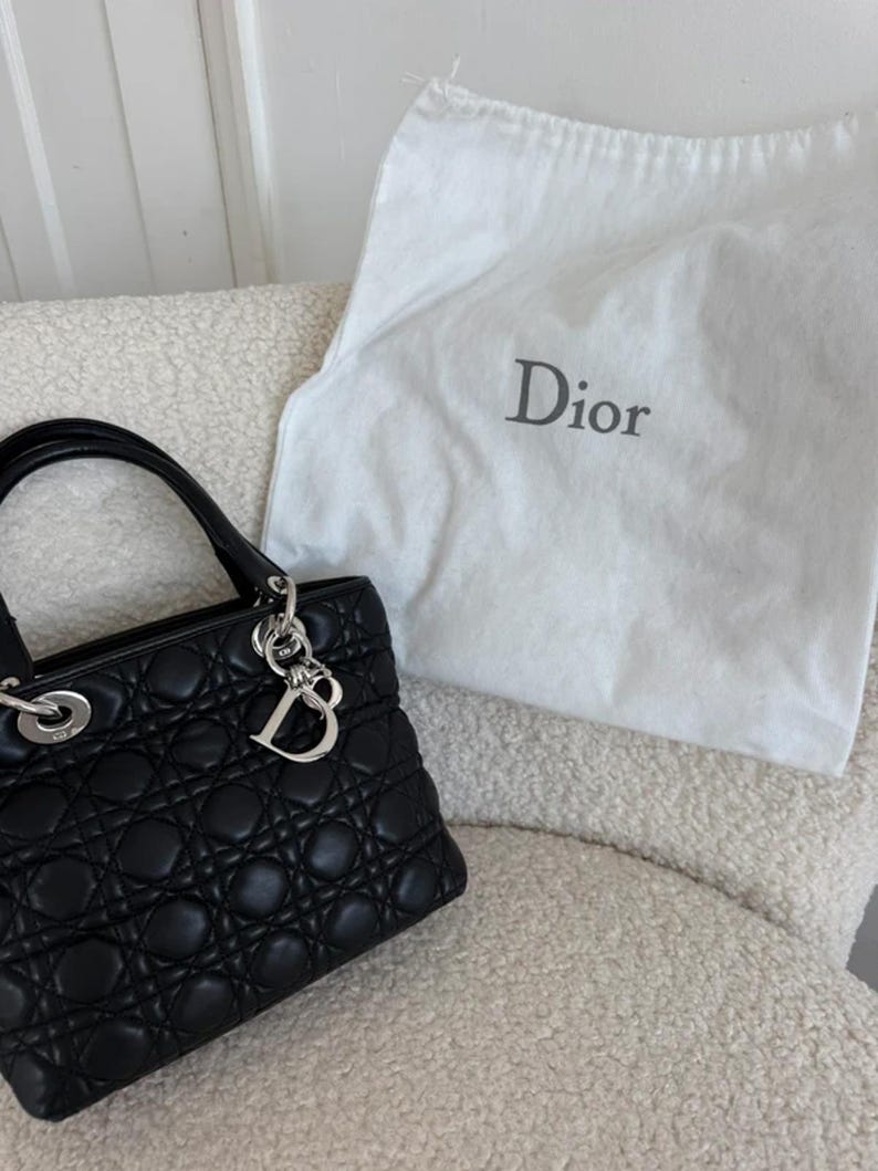 Christian Dior Lady Dior Medium Bag Black Cannage image 13